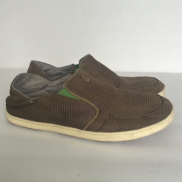Olukai Nohea Mesh Mens 11 Slip On Loafers Brown Fold Down Heel Slide Shoes ♣️ - Picture 4 of 7